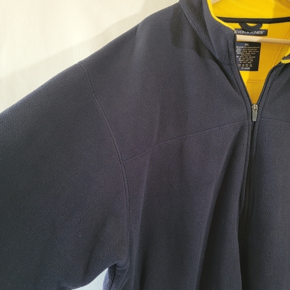 DEVON & JONES Men's Pullover Swearshirt 2XL Fleece Navy Full-Zip Pocket Collar - Picture 3 of 10